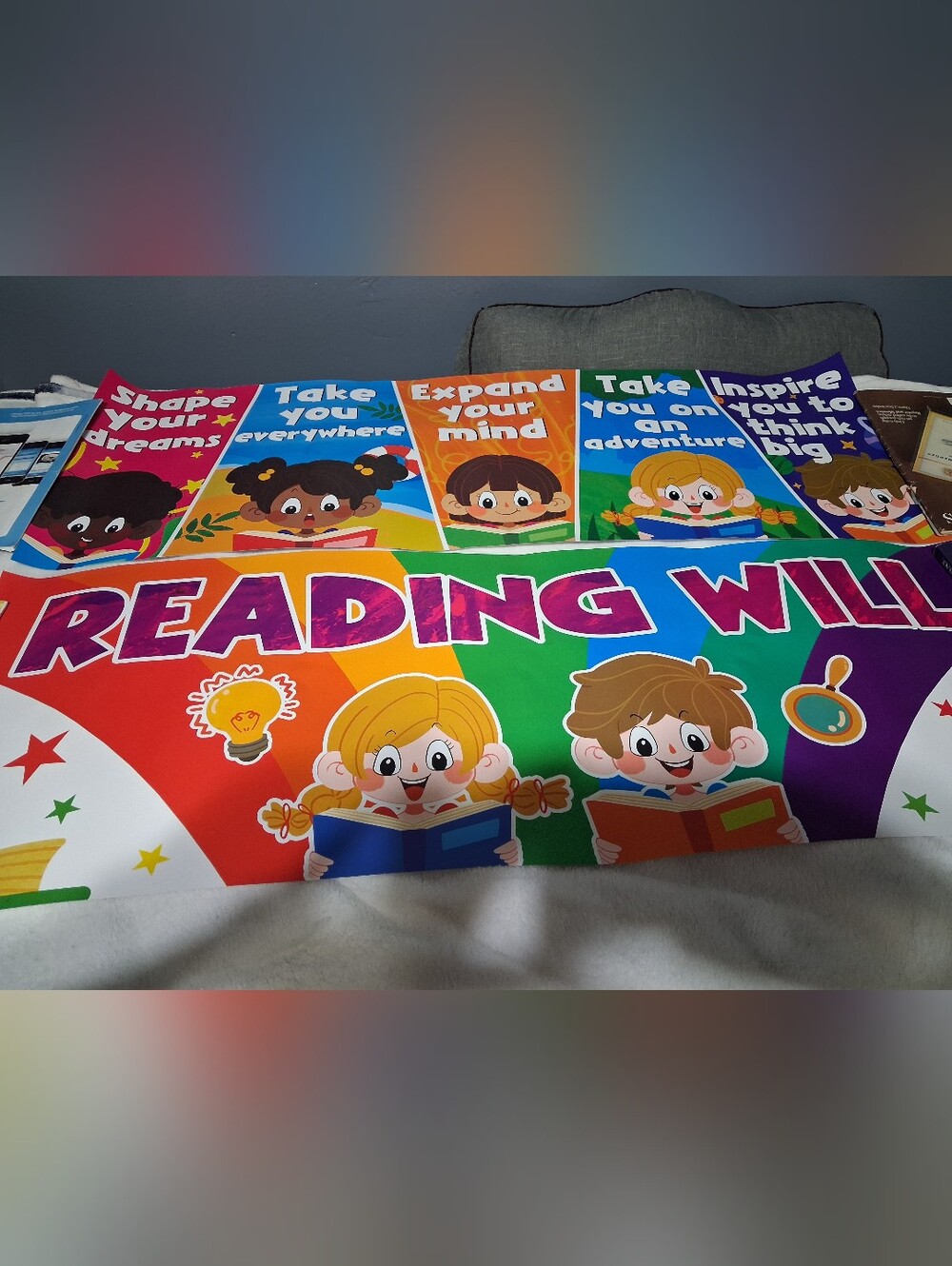 Colorful Kids Reading Banner - Multicolor Educational Wall Display